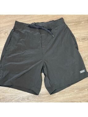 SAXX Sport 2 Life 2N1 Shorts Mens Medium Black Lined Athletic 7" Inseam